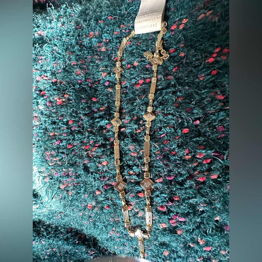 ‼️RARE‼️🎸ANTHROPOLOGIE🎸🔥NWT🔥Drippy Crystal Y-Neck Necklace 💫(very Art Deco)💫 - Picture 10 of 16